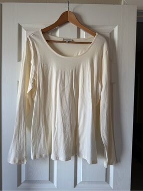 NYDJ Forever Comfort Long-Sleeve Scoop-Neck Top - Cream White
